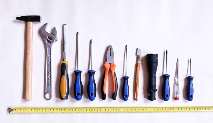 Several tools that are used by someone who is flexible in what they can fix